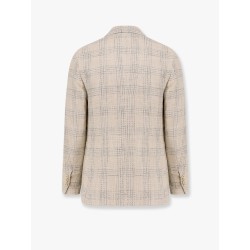 Silk blend blazer with iconic brooch
