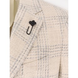 Silk blend blazer with iconic brooch