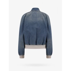 Ianira denim jacket with knitted ribbed profiles