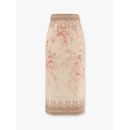 Illuminate linen pencil midi skirt with floral print