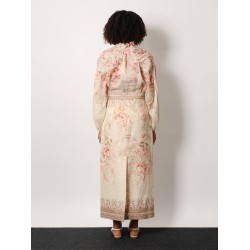 Illuminate linen pencil midi skirt with floral print