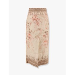 Illuminate linen pencil midi skirt with floral print