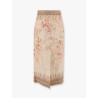 Illuminate linen pencil midi skirt with floral print