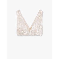 Crop fit top with macro sequins