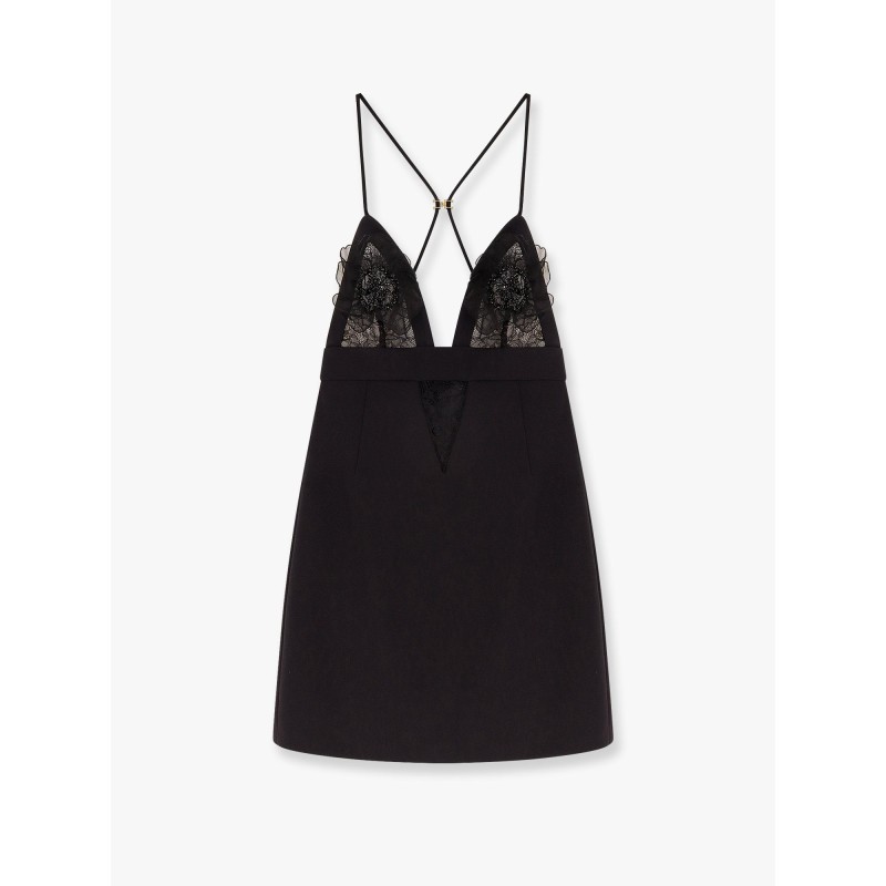 Mini dress with lace inserts
