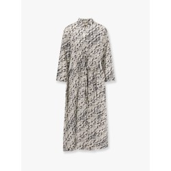 Silk dress with pixelated logo print