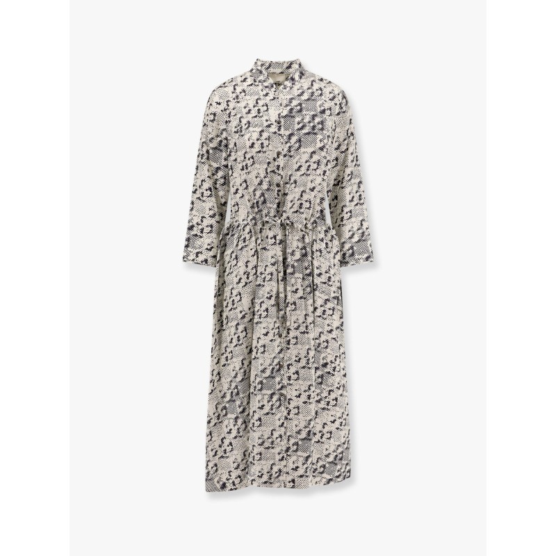 Silk dress with pixelated logo print