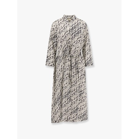 Silk dress with pixelated logo print