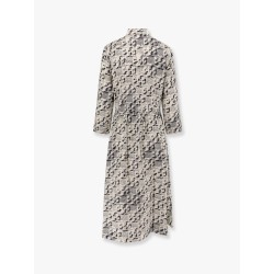 Silk dress with pixelated logo print