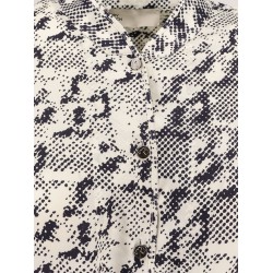 Silk dress with pixelated logo print