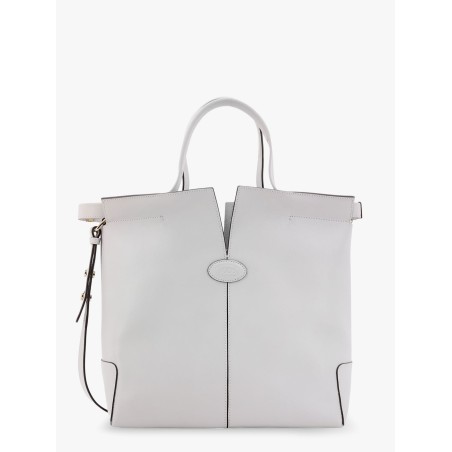 Leather handbag with frontal logo patch