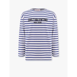 Striped cotton t-shirt with chez valentino paris/rome print