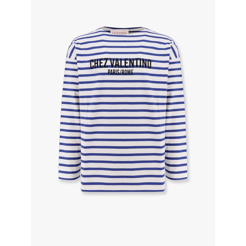 Striped cotton t-shirt with chez valentino paris/rome print