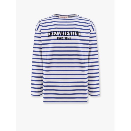 Striped cotton t-shirt with chez valentino paris/rome print