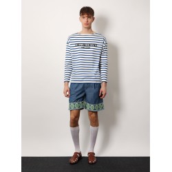 Striped cotton t-shirt with chez valentino paris/rome print