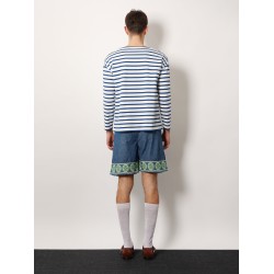 Striped cotton t-shirt with chez valentino paris/rome print
