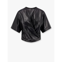 Laminated stretch cotton top with pleated detail