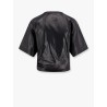 Laminated stretch cotton top with pleated detail