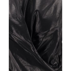 Laminated stretch cotton top with pleated detail