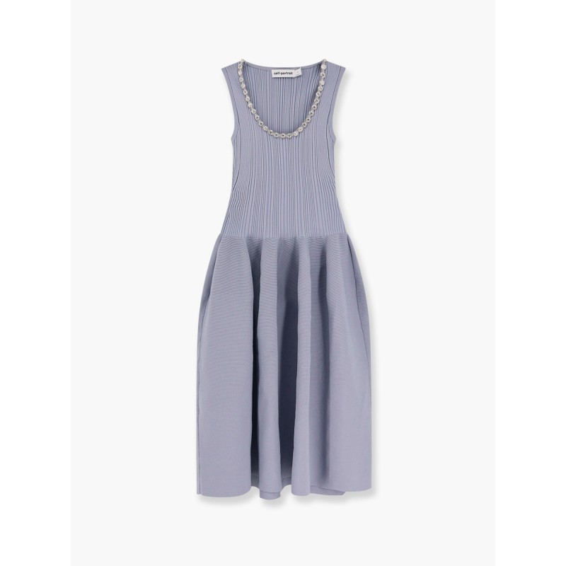 Diamante midi dress with ribbed knit