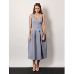 Diamante midi dress with ribbed knit