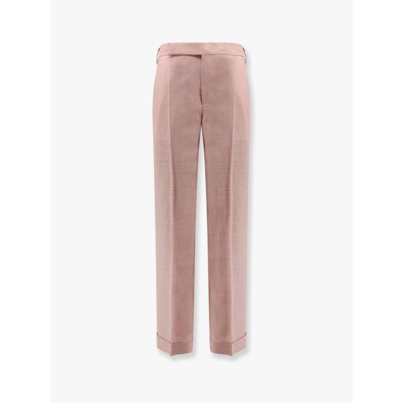 Wool, silk and linen trouser with fold