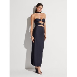 Satin dress with rhinestones