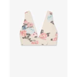 Linen blend top with floral print