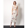 Linen blend top with floral print