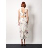 Linen blend top with floral print