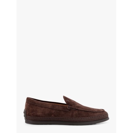 Suede loafer with engraved logo