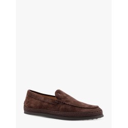 Suede loafer with engraved logo
