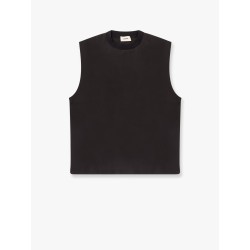 Modal top with rhinestone logo patch on the back