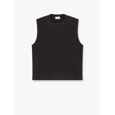 Modal top with rhinestone logo patch on the back