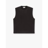 Modal top with rhinestone logo patch on the back