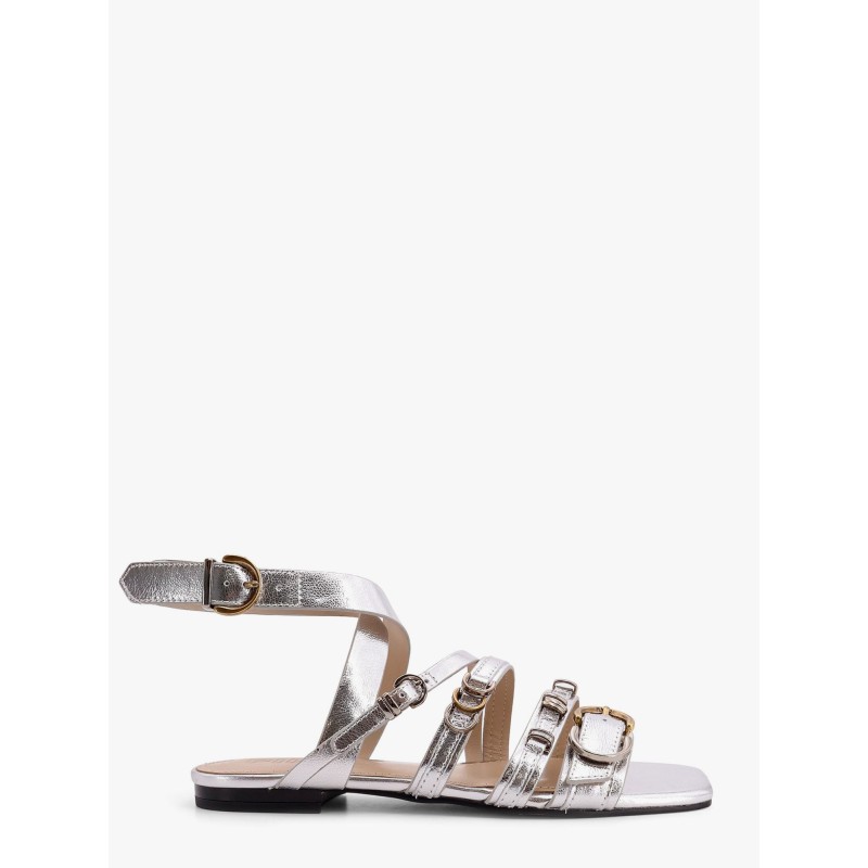 Laminated leather sandals