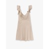 Satin mini dress with floral etails