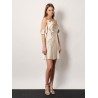 Satin mini dress with floral etails