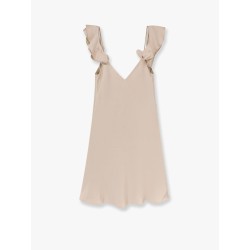 Satin mini dress with floral etails