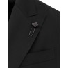 Double-breasted wool blazer with iconic brooch