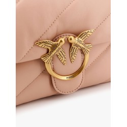 Matelassé leather shoulder bag with iconic love birds buckle