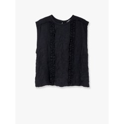 Viscose blend top with crinkled effect