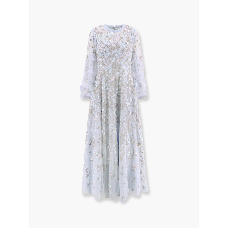 Embroidered tulle long dress