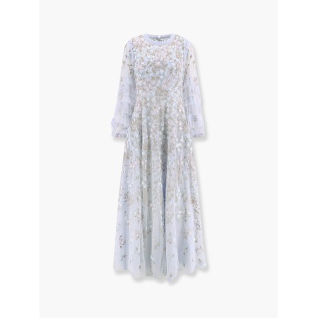 Embroidered tulle long dress