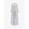 Embroidered tulle long dress