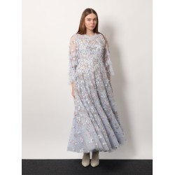 Embroidered tulle long dress