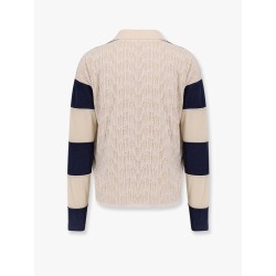 Striped cotton and viscose polo shirt