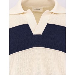 Striped cotton and viscose polo shirt