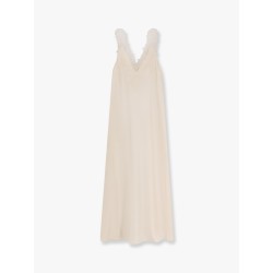 Long silk dress with lace details