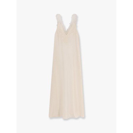 Long silk dress with lace details